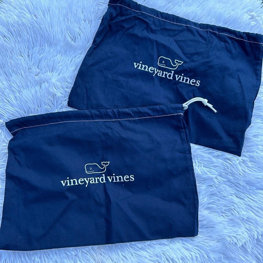 🩶5/$30 Vineyard Vines Set of 2 Navy Blue Drawstring Shoe Travel Bags 14”x10” - Picture 6 of 9